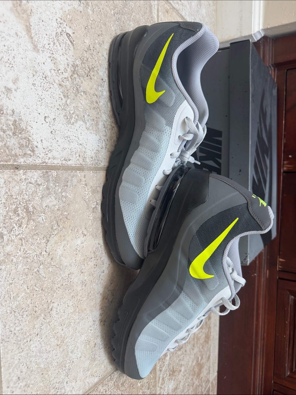 Nike Men’s Gray Athletic Shoe with Volt Swoosh